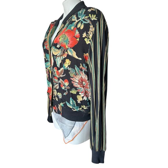Vintage Carole Little Womens Floral & Striped Button-Up Jacket Bomber Style - Picture 2 of 12